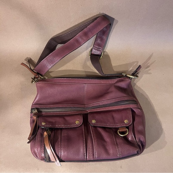 FOSSIL Brown Pebble Leather Morgan Traveler Crossbody Messenger Bag Purse Pocket - Picture 1 of 13